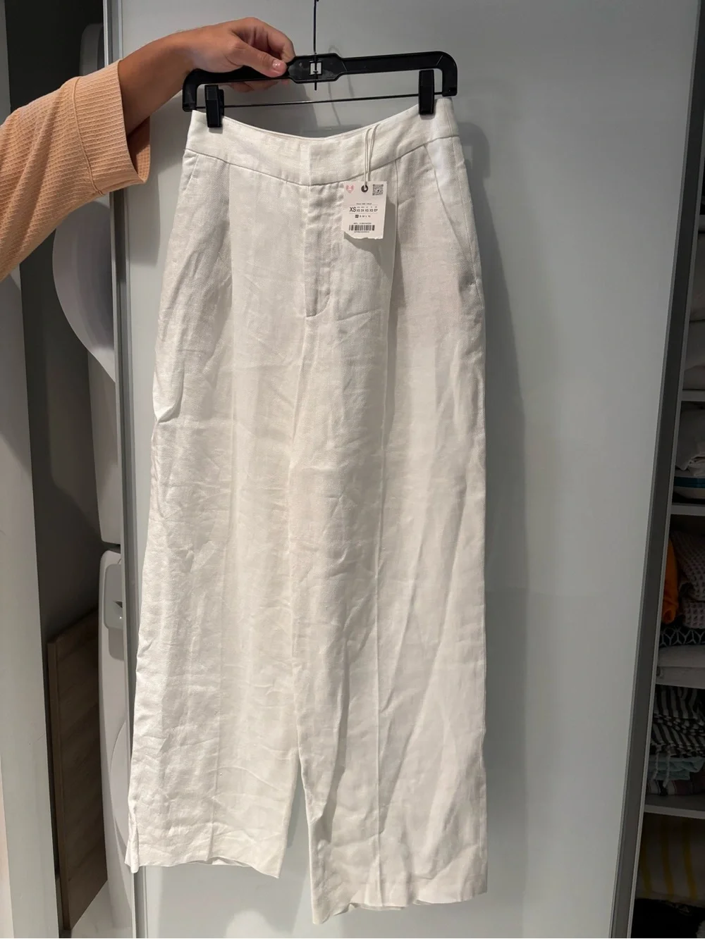 Zara Cream Wide-Leg Linen Trousers